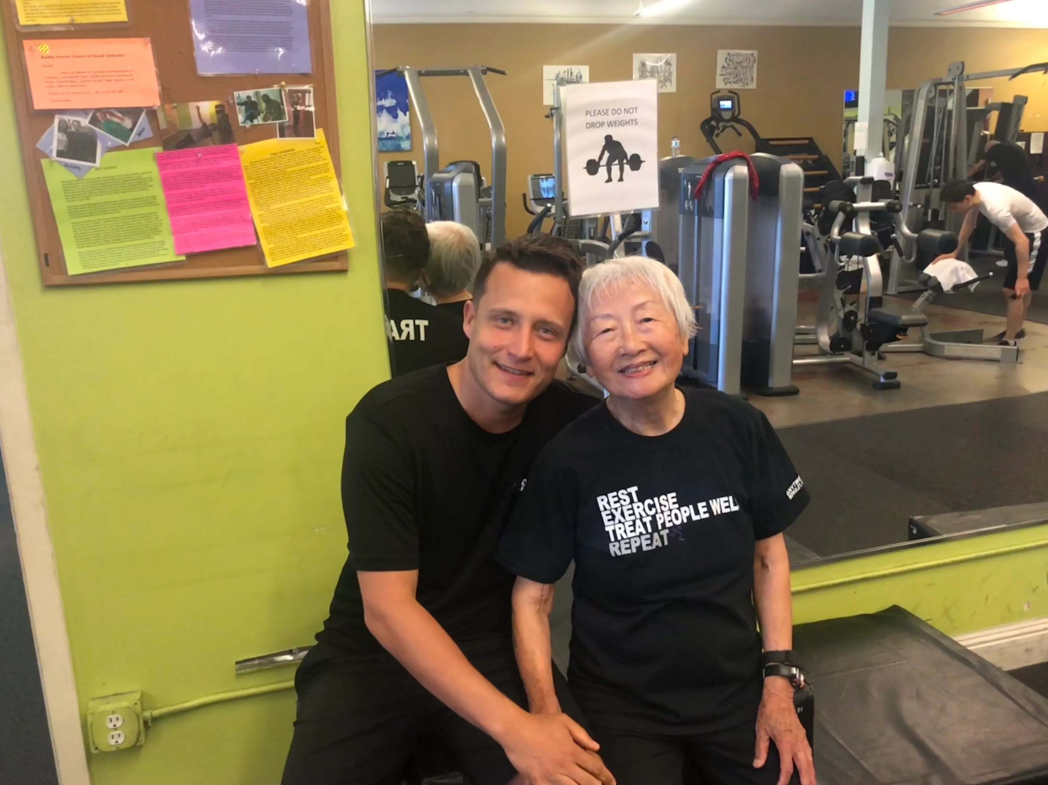 Dario with a longtime client after a workout